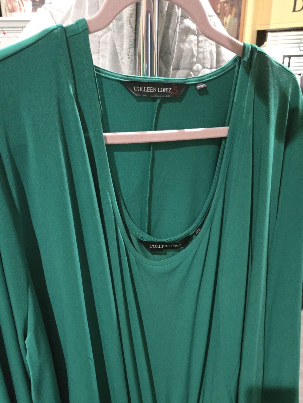 💚Colleen Lopez Emerald Green Jumpsuit with short  Jacket. EUC